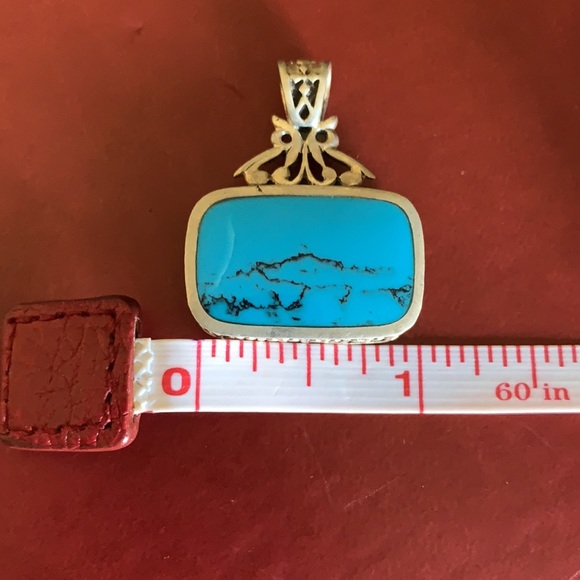 Double-sided Lapis and Turquoise Pendant set in Sterling Silver - Picture 9 of 12